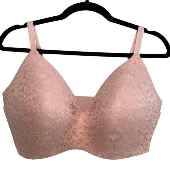 Knix Pink Lace Wingwoman Size 8 40D 40DD 40E 42D 42DD 42E Floral Wireless Comfy - Picture 2 of 13
